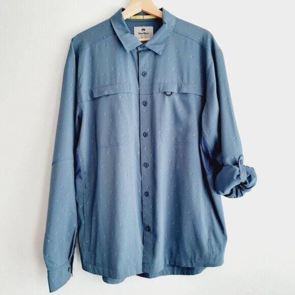 WIND RIVER Vented Back Fishing Utility Sleeve Button Down Shirt Blue Men's Sz XL - Picture 2 of 16